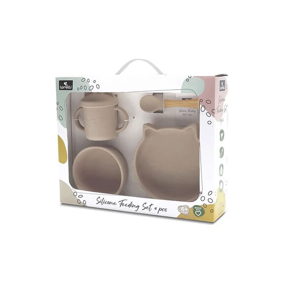Lorelli Σετ Φαγητού Σιλικόνης 4τμχ. Beige 10230700005 - Σετ Φαγητού, Μπολάκια, Πιατάκια Φαγητού στο Oneirokosmos
