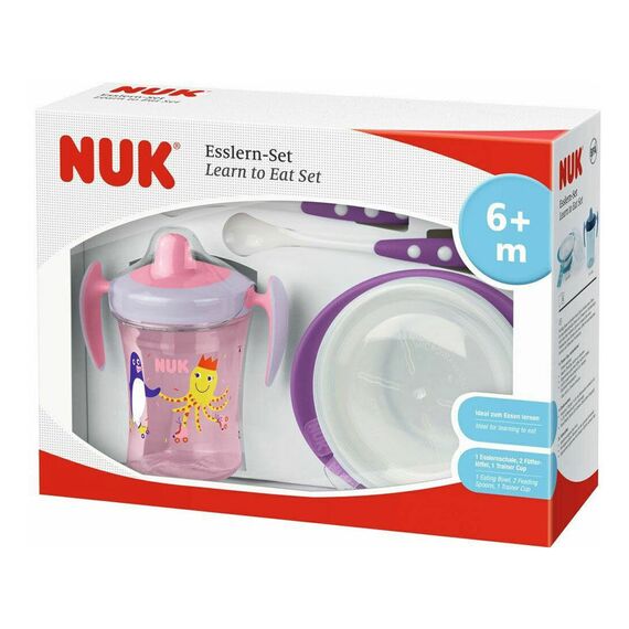 Nuk Learn to Eat Set Εκπαιδευτικό Σετ Φαγητού για Κορίτσι 6m+ 4τεμ - Σετ Φαγητού, Μπολάκια, Πιατάκια Φαγητού στο Oneirokosmos