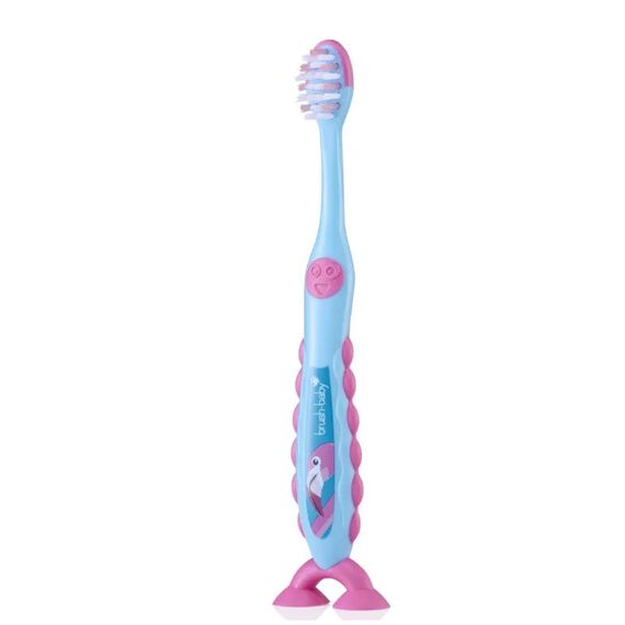 Brush-Baby FlossBrush Flamingo Οδοντόβουρτσα για Παιδιά 3-6 Ετών 2τεμ - Προϊόντα υγιεινής φροντίδας στο Oneirokosmos