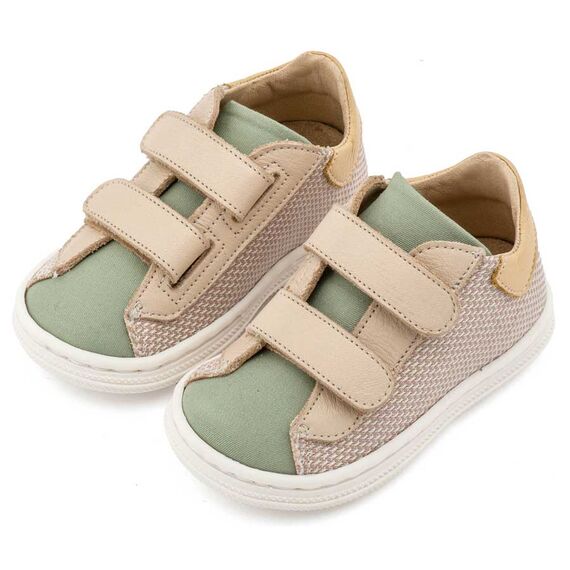 Babywalker Σνίκερ με Διπλή  Μπαρέτα Χρατς BS3095 Μπεζ Μέντα - Βαπτιστικό Παπούτσι για Αγόρι στο Oneirokosmos
