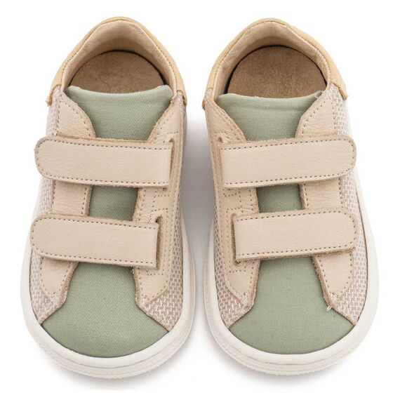 Babywalker Σνίκερ με Διπλή  Μπαρέτα Χρατς BS3095 Μπεζ Μέντα - Βαπτιστικό Παπούτσι για Αγόρι στο Oneirokosmos