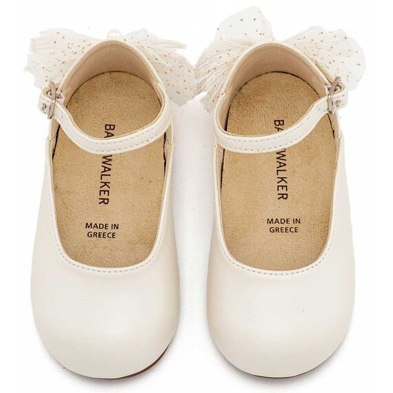 Babywalker Γαλλικό Γοβάκι με Διακοσμημένη Φτέρνα Πεταλούδα BS3594 Εκρού - Βαπτιστικό Παπούτσι για Κορίτσι στο Oneirokosmos