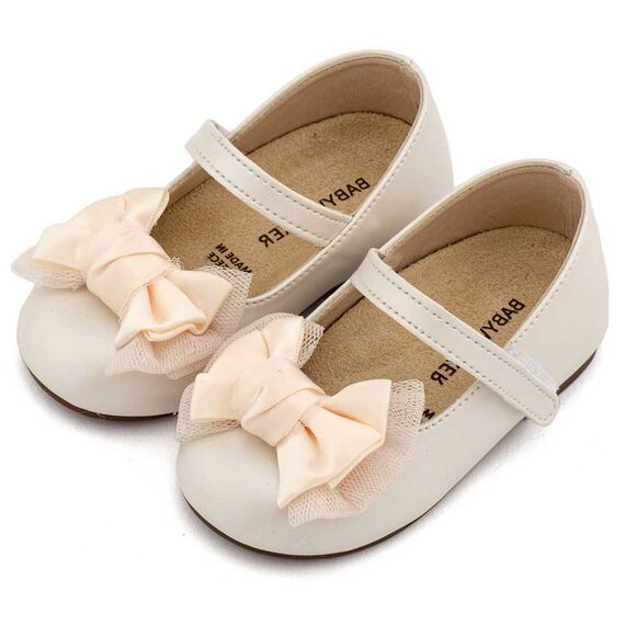 Babywalker Γοβάκι Μονή Μπαρέτα Διακοσμημένη με Φιόγκο BS3599 Εκρού - Βαπτιστικό Παπούτσι για Κορίτσι στο Oneirokosmos