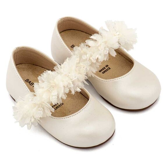 Babywalker Γοβάκι Μονή Μπαρέτα Διακοσμημένη  BS3602 Εκρού - Βαπτιστικό Παπούτσι για Κορίτσι στο Oneirokosmos