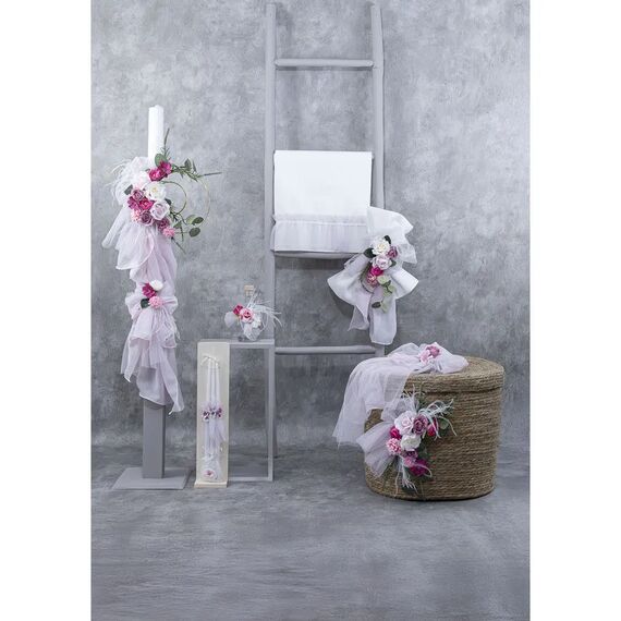 Loukia Καλάθι Βάπτισης Bamboo "Ethereal Floral Hoop" Τ733 - Για Κορίτσι στο Oneirokosmos