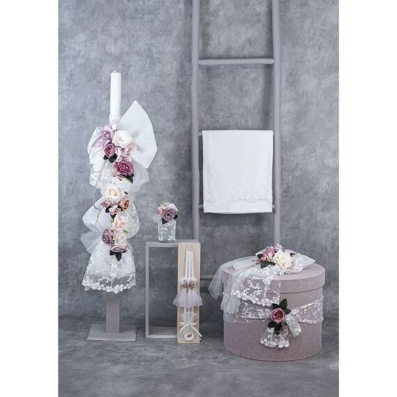 Loukia Καπελιέρα Επενδεδιμένη Βάπτισης "Lace Romance" Τ732 - Για Κορίτσι στο Oneirokosmos