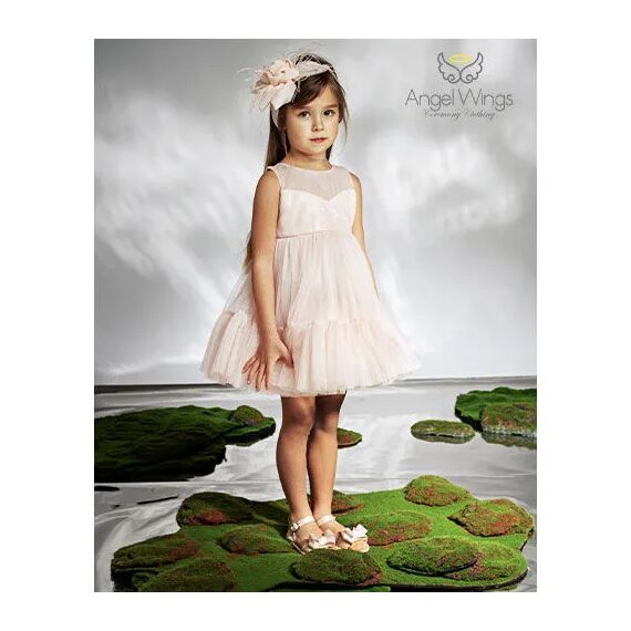 Angel Wings Βαπτιστικό Ρούχο για Κορίτσι Barbie Σχέδιο 304 Dusty Pink - Ρούχα Βάπτισης για Κορίτσι στο Oneirokosmos
