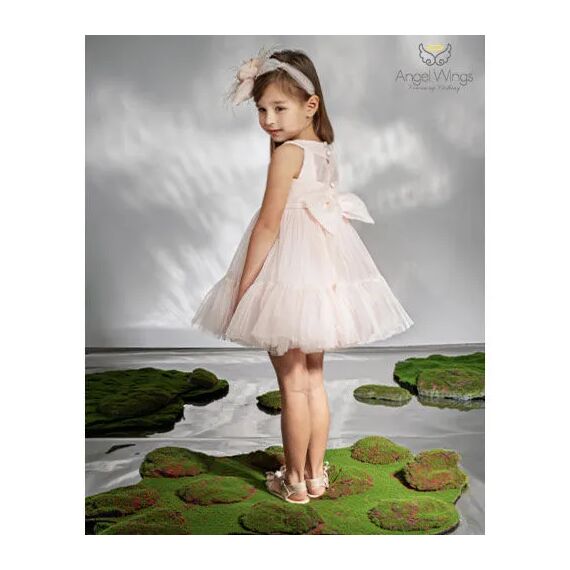 Angel Wings Βαπτιστικό Ρούχο για Κορίτσι Barbie Σχέδιο 304 Dusty Pink - Ρούχα Βάπτισης για Κορίτσι στο Oneirokosmos