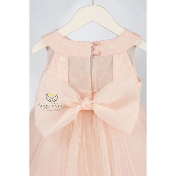 Angel Wings Βαπτιστικό Ρούχο για Κορίτσι Barbie Σχέδιο 304 Dusty Pink - Ρούχα Βάπτισης για Κορίτσι στο Oneirokosmos