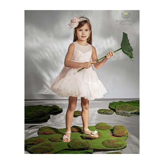 Angel Wings Βαπτιστικό Ρούχο για Κορίτσι Barbie Σχέδιο 304 Dusty Pink - Ρούχα Βάπτισης για Κορίτσι στο Oneirokosmos