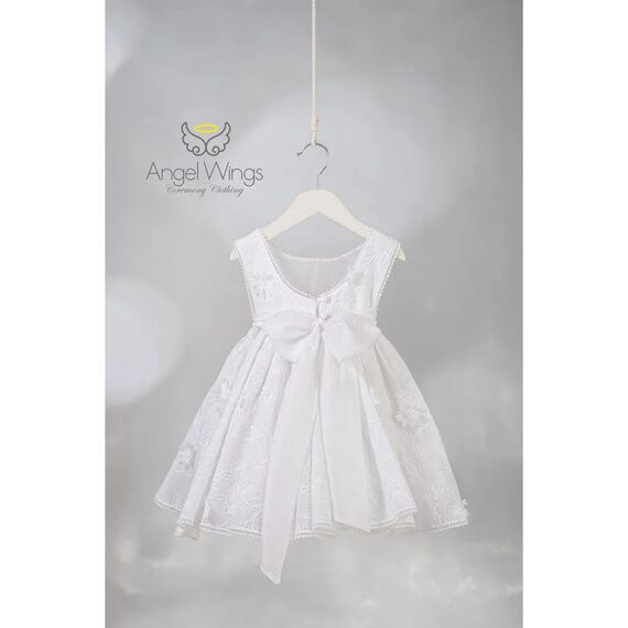 Angel Wings Βαπτιστικό Ρούχο για Κορίτσι Rosalina Σχέδιο 305 White - Ρούχα Βάπτισης για Κορίτσι στο Oneirokosmos