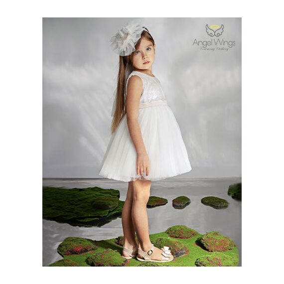 Angel Wings Βαπτιστικό Ρούχο για Κορίτσι Pavlina Σχέδιο 306 Off White - Ρούχα Βάπτισης για Κορίτσι στο Oneirokosmos