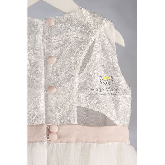 Angel Wings Βαπτιστικό Ρούχο για Κορίτσι Pavlina Σχέδιο 306 Off White - Ρούχα Βάπτισης για Κορίτσι στο Oneirokosmos