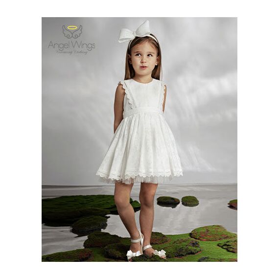 Angel Wings Βαπτιστικό Ρούχο για Κορίτσι Hermosa Σχέδιο 308 Off White - Ρούχα Βάπτισης για Κορίτσι στο Oneirokosmos