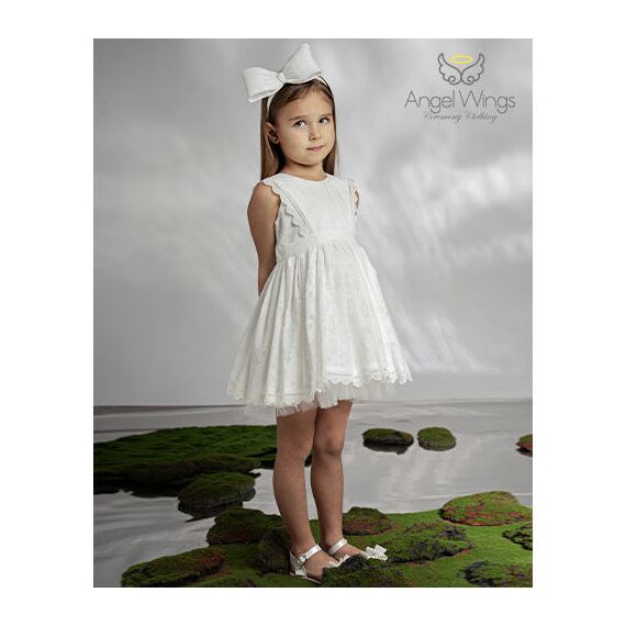 Angel Wings Βαπτιστικό Ρούχο για Κορίτσι Hermosa Σχέδιο 308 Off White - Ρούχα Βάπτισης για Κορίτσι στο Oneirokosmos