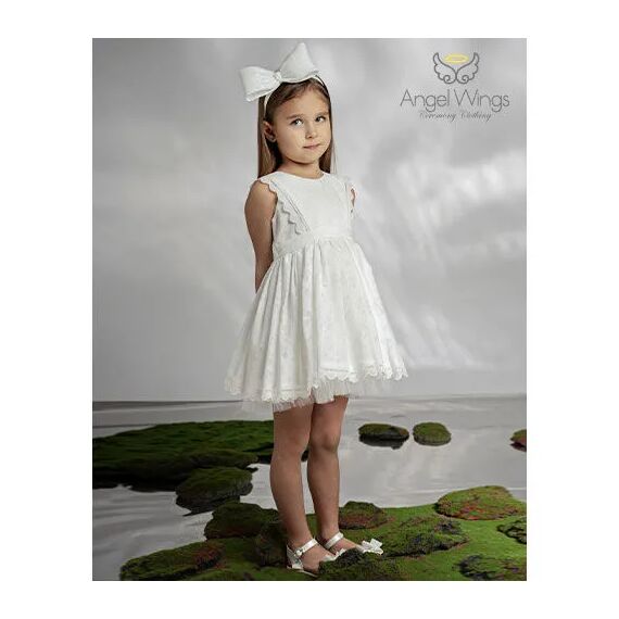 Angel Wings Βαπτιστικό Ρούχο για Κορίτσι Hermosa Σχέδιο 308 Off White - Ρούχα Βάπτισης για Κορίτσι στο Oneirokosmos