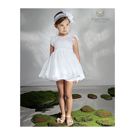 Angel Wings Βαπτιστικό Ρούχο για Κορίτσι Baleria Σχέδιο 309 White - Ρούχα Βάπτισης για Κορίτσι στο Oneirokosmos