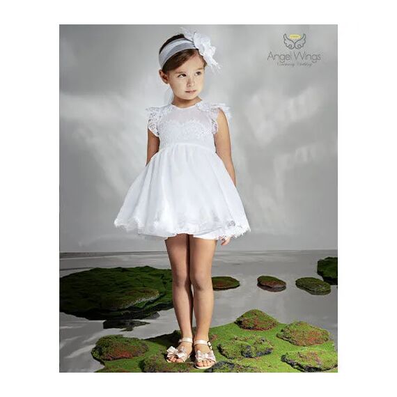 Angel Wings Βαπτιστικό Ρούχο για Κορίτσι Baleria Σχέδιο 309 White - Ρούχα Βάπτισης για Κορίτσι στο Oneirokosmos