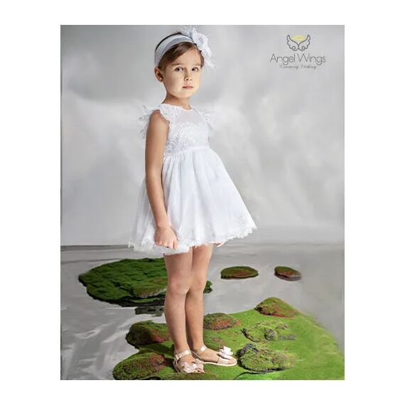 Angel Wings Βαπτιστικό Ρούχο για Κορίτσι Baleria Σχέδιο 309 White - Ρούχα Βάπτισης για Κορίτσι στο Oneirokosmos