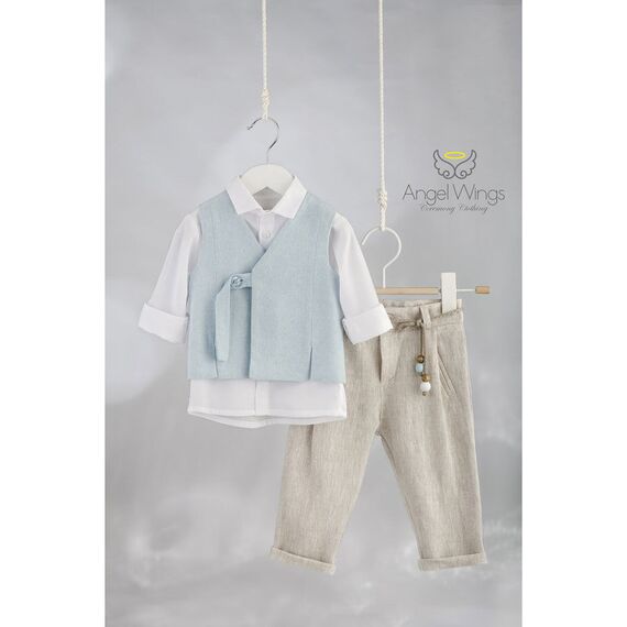 Angel Wings Βαπτιστικό Ρούχο για Αγόρι  Bruno Σχέδιο 321 - Ρούχα Βάπτισης για Αγόρι στο Oneirokosmos