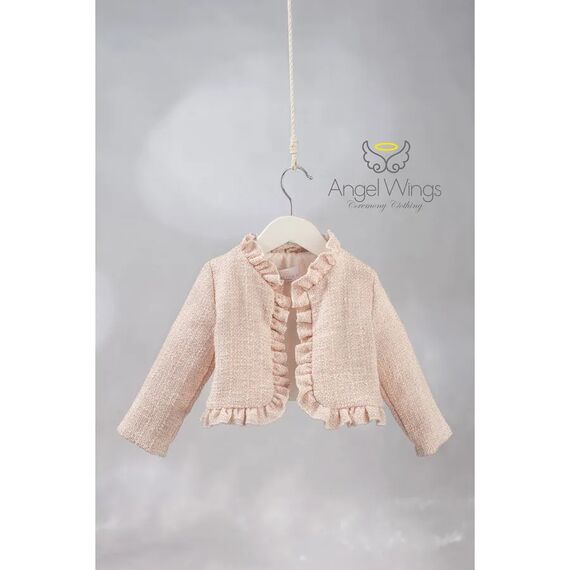 Angel Wings Βαπτιστικό Ρούχο για Κορίτσι Bolero Chanel Σχέδιο 328 Dusty Pink - Ρούχα Βάπτισης για Κορίτσι στο Oneirokosmos