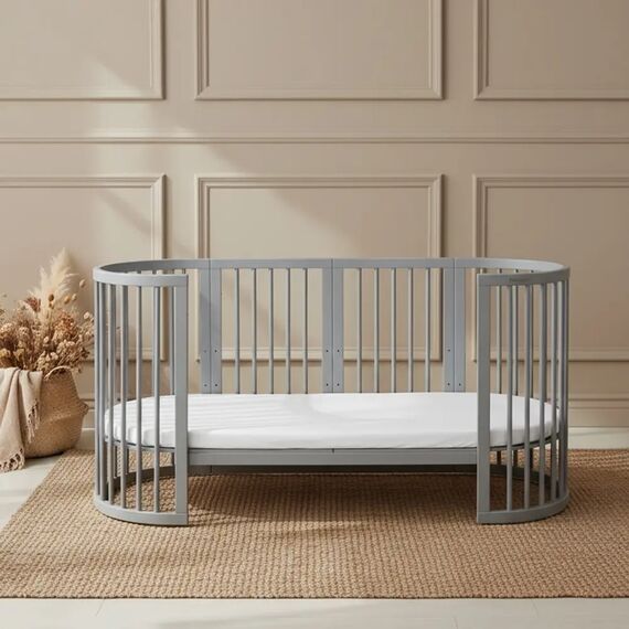 IngVart Κούνια Smart Bed Round 9 σε 1 Γκρι - Βρεφικά Κρεβάτια Μετατρεπόμενα σε Προεφηβικά στο Oneirokosmos