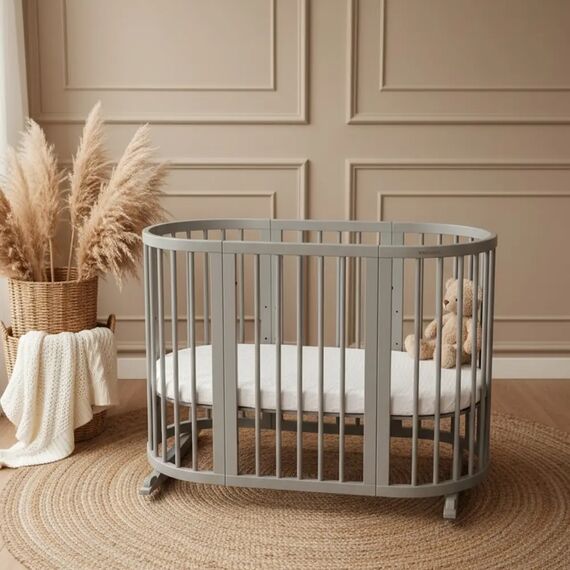 IngVart Κούνια Smart Bed Oval 9 σε 1 Γκρι - Βρεφικά Κρεβάτια Μετατρεπόμενα σε Προεφηβικά στο Oneirokosmos