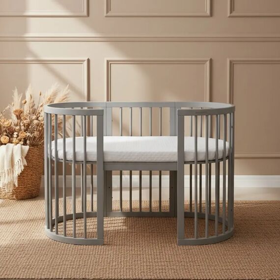 IngVart Κούνια Smart Bed Oval 9 σε 1 Γκρι - Βρεφικά Κρεβάτια Μετατρεπόμενα σε Προεφηβικά στο Oneirokosmos