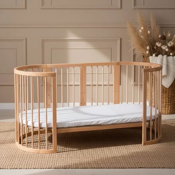 IngVart Κούνια Smart Bed Oval 9 σε 1 Φυσικό Ξύλο - Βρεφικά Κρεβάτια Μετατρεπόμενα σε Προεφηβικά στο Oneirokosmos