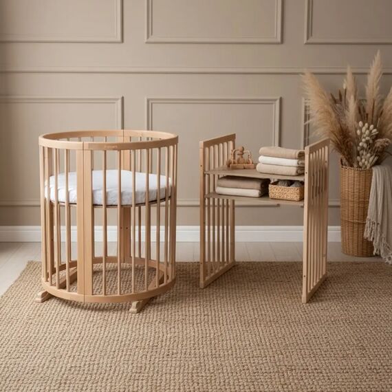 IngVart Κούνια Smart Bed Oval 9 σε 1 Φυσικό Ξύλο - Βρεφικά Κρεβάτια Μετατρεπόμενα σε Προεφηβικά στο Oneirokosmos