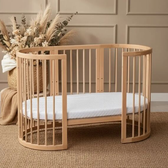 IngVart Κούνια Smart Bed Oval 9 σε 1 Φυσικό Ξύλο - Βρεφικά Κρεβάτια Μετατρεπόμενα σε Προεφηβικά στο Oneirokosmos