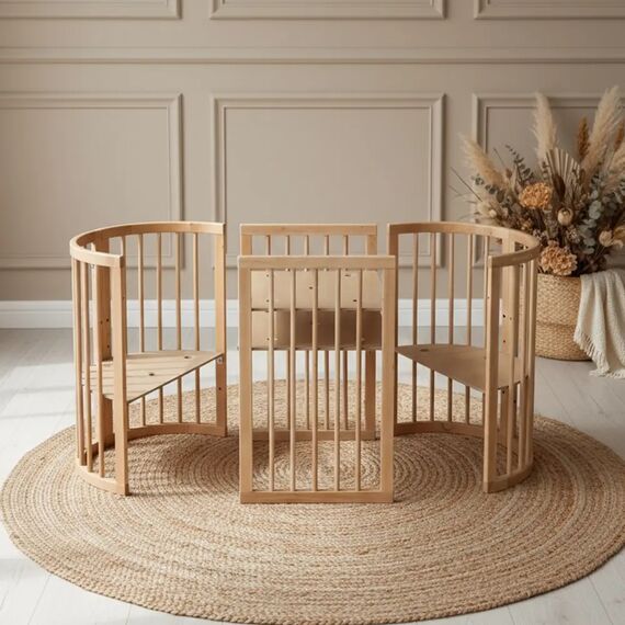 IngVart Κούνια Smart Bed Oval 9 σε 1 Φυσικό Ξύλο - Βρεφικά Κρεβάτια Μετατρεπόμενα σε Προεφηβικά στο Oneirokosmos