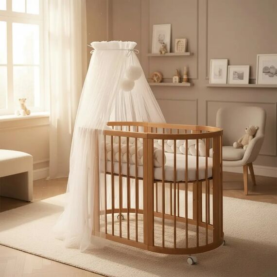 IngVart Κούνια Smart Bed Oval 9 σε 1 Φυσικό Ξύλο - Βρεφικά Κρεβάτια Μετατρεπόμενα σε Προεφηβικά στο Oneirokosmos