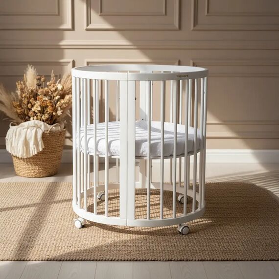 IngVart Κούνια Smart Bed Round 9 σε 1 Λευκό - Βρεφικά Κρεβάτια Μετατρεπόμενα σε Προεφηβικά στο Oneirokosmos