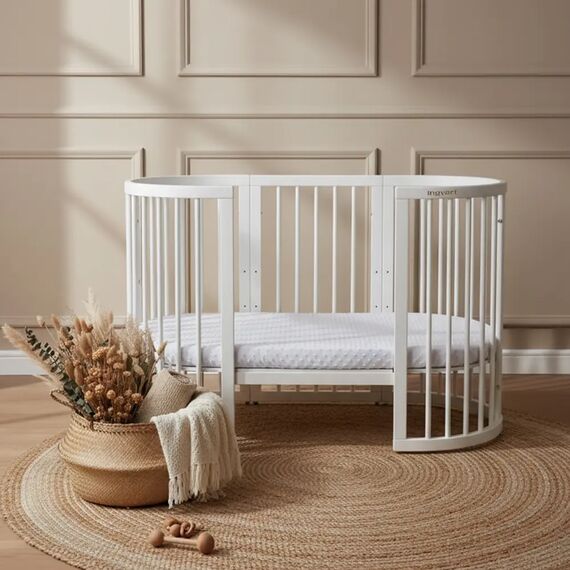 IngVart Κούνια Smart Bed Round 9 σε 1 Λευκό - Βρεφικά Κρεβάτια Μετατρεπόμενα σε Προεφηβικά στο Oneirokosmos