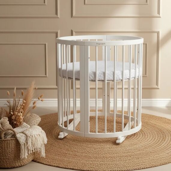 IngVart Κούνια Smart Bed Round 9 σε 1 Λευκό - Βρεφικά Κρεβάτια Μετατρεπόμενα σε Προεφηβικά στο Oneirokosmos
