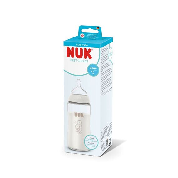 Nuk First Choice Γυάλινο Μπιμπερό με Δείκτη Ελέγχου Θερμοκρασίας για 3m+, 240ml 10212058 - Μπιμπερό στο Oneirokosmos