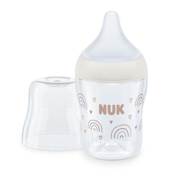 Nuk Perfect Match Γυάλινο Μπιμπερό με Δείκτη Ελέγχου Θερμοκρασίας Με Θηλή Σιλικόνης 0+m 120ml 10211038 - Μπιμπερό στο Oneirokosmos