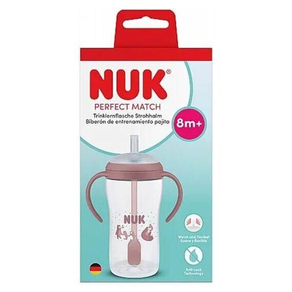 Nuk Perfect Match Εκπαιδευτικό Ποτηράκι με Καλαμάκι Σιλικόνης 8m+ 260ml Bear 10216319 - Εκπαιδευτικά Ποτηράκια στο Oneirokosmos