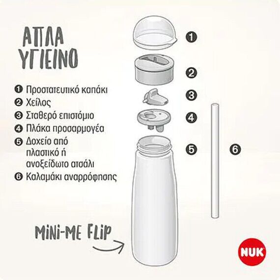 Nuk MINI-ME FLIP Παιδικό Παγούρι από Ανοξείδωτο Ατσάλι 500ml 12m+ Globe 10225328 - Εκπαιδευτικά Ποτηράκια στο Oneirokosmos
