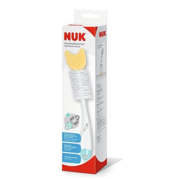 Nuk Βούρτσα Μπιμπερό 2 σε 1 με Σφουγγαράκι & Ενσωματωμένο Βουρτσάκι για Θηλές 10256504 - Αξεσουάρ στο Oneirokosmos