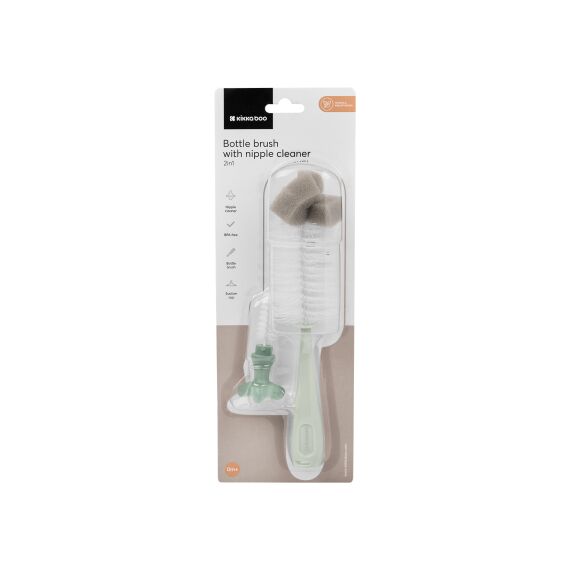 KIKKA BOO ΒΟΥΡΤΣΑ ΚΑΘΑΡΙΣΜΟΥ ΜΠΙΜΠΕΡΟ-BRUSH FOR BOTTLES 2in1 mint 31302020080 - Μπιμπερό στο Oneirokosmos