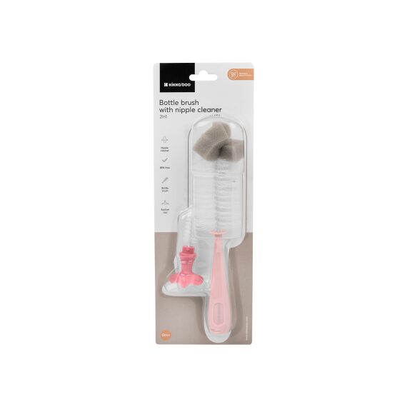 KIKKA BOO ΒΟΥΡΤΣΑ ΚΑΘΑΡΙΣΜΟΥ ΜΠΙΜΠΕΡΟ-BRUSH FOR BOTTLES 2in1 pink 31302020079 - Μπιμπερό στο Oneirokosmos
