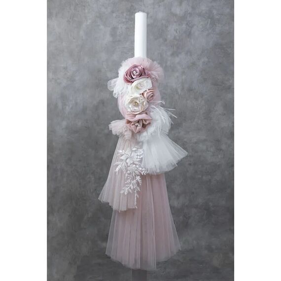 Loukia Λαμπάδα Βάπτισης "Vintage Rose" Ε739 - Για Κορίτσι στο Oneirokosmos