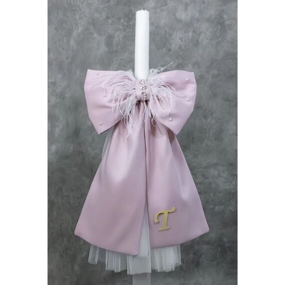Loukia Λαμπάδα Βάπτισης "Chic Bow" Ε741 - Για Κορίτσι στο Oneirokosmos