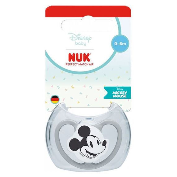 Nuk Perfect Match Air Πιπίλα Σιλικόνης με Θήκη Mickey Grey 0-6m 10175369 - Πιπίλες στο Oneirokosmos
