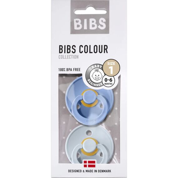 Bibs Πιπίλα Latex Colour Sky Blue/Baby Blue 2τμχ. Νο1 110214 - Πιπίλες στο Oneirokosmos
