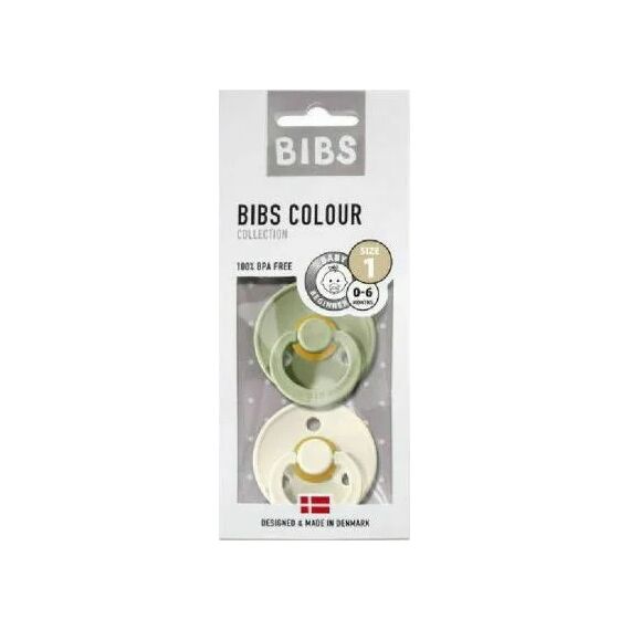 Bibs Πιπίλα Latex Colour Ivory/Sage 2τμχ. Νο1 110241 - Πιπίλες στο Oneirokosmos