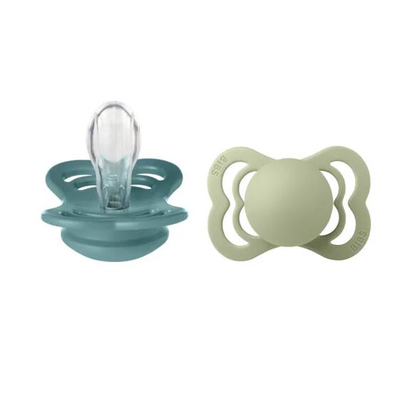 Bibs Σετ Πιπίλες Supreme Σιλικόνης No 1  Island Sea / Sage 2 τμχ 160349 - Πιπίλες στο Oneirokosmos