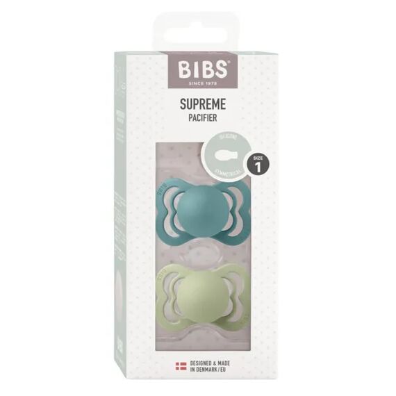 Bibs Σετ Πιπίλες Supreme Σιλικόνης No 1  Island Sea / Sage 2 τμχ 160349 - Πιπίλες στο Oneirokosmos